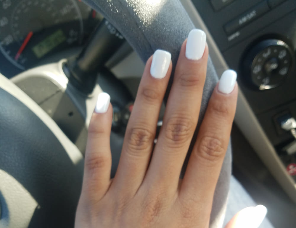 Milk white squared nails